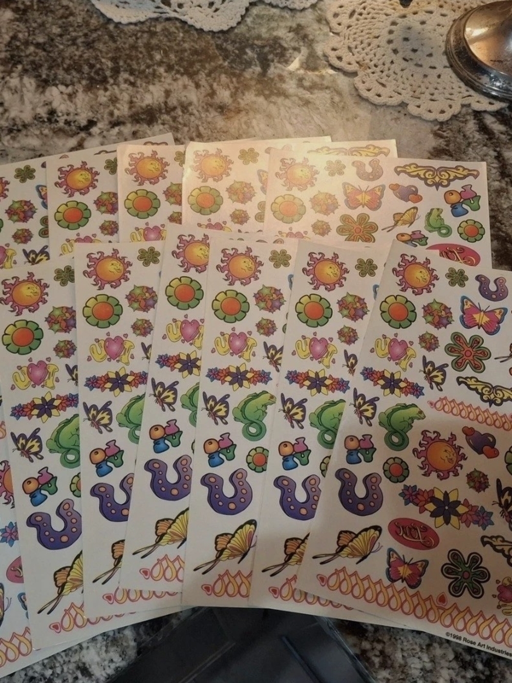 Vintage 1998 Rose Art Temporary Tattoo Sheets – Y2K Psychedelic Butterfly Flower